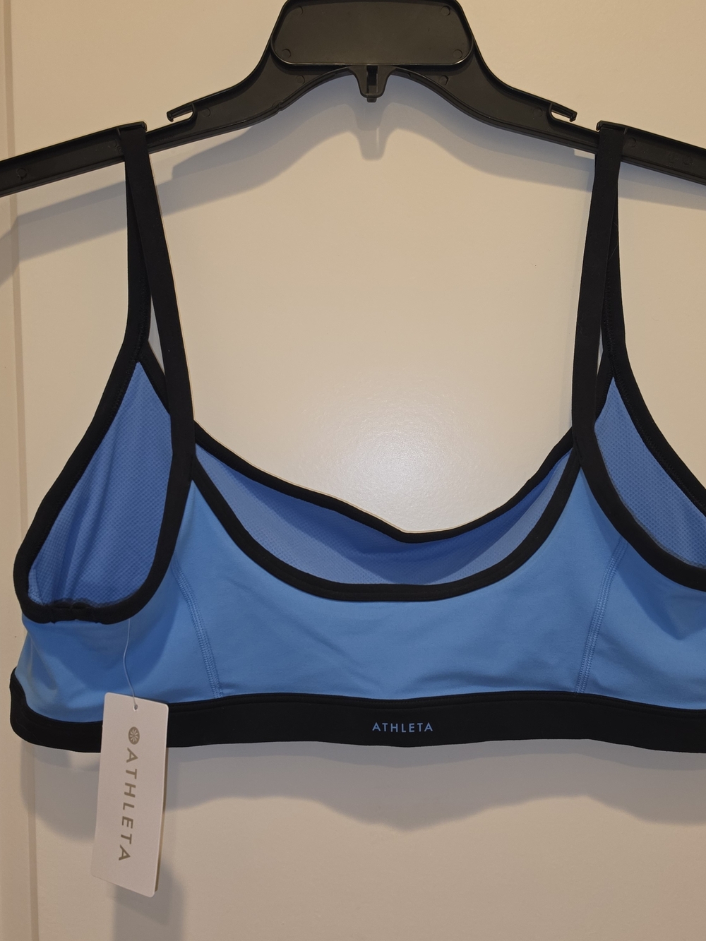Athleta Light Blue Sports Bra with Black Trim